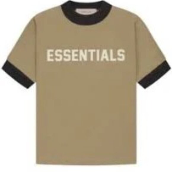 FEAR OF GOD Essentials Kids Ringer Tee In Oak Size 12 - Picture 1 of 11